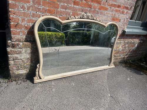 A Wonderful large Antique French 19th C painted Shaped top Mirror.