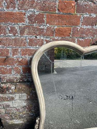 A Wonderful large Antique French 19th C painted Shaped top Mirror.