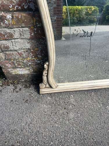 A Wonderful large Antique French 19th C painted Shaped top Mirror.