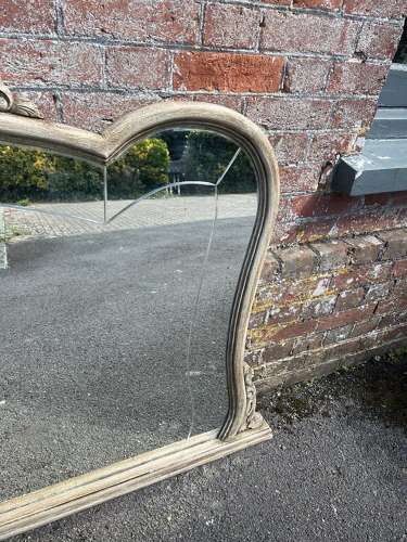 A Wonderful large Antique French 19th C painted Shaped top Mirror.