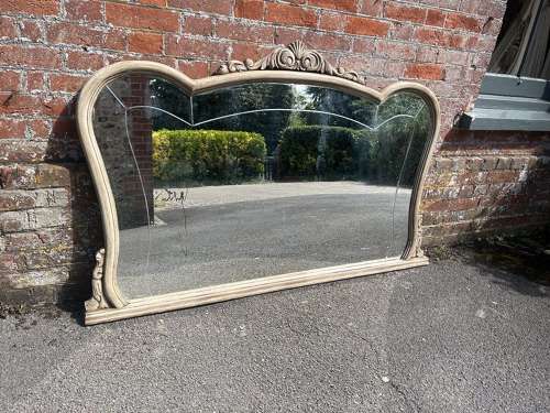 A Wonderful large Antique French 19th C painted Shaped top Mirror.