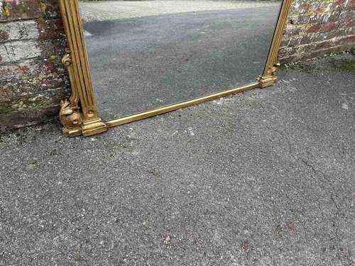 A Fabulous large Antique English 19thC ribbed framed Overmantle Mirror