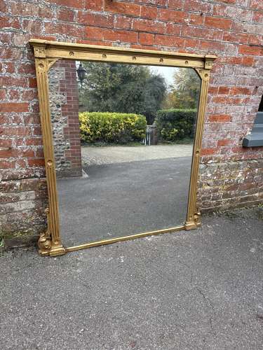 A Fabulous large Antique English 19thC ribbed framed Overmantle Mirror