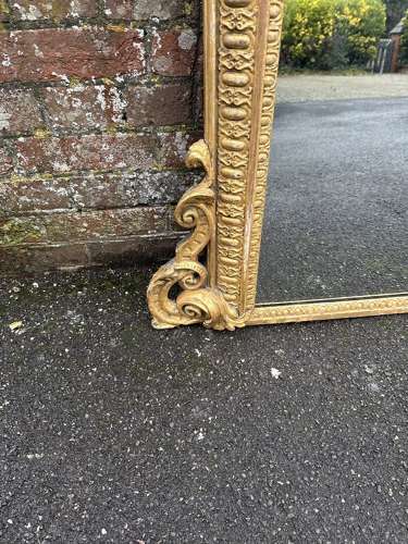 An Exceptional unusual large Antique gilt Overmantle Mirror
