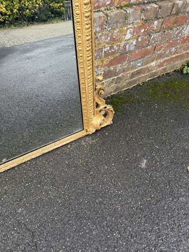 An Exceptional unusual large Antique gilt Overmantle Mirror