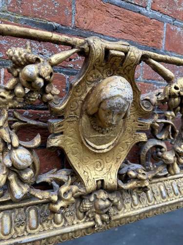 An Exceptional unusual large Antique gilt Overmantle Mirror
