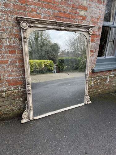 A Spectacular large Antique English 19th C painted Column Mirror.