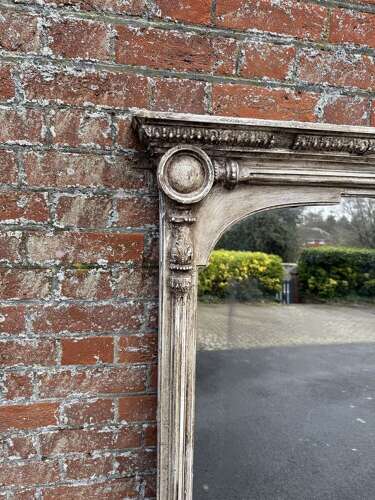 A Spectacular large Antique English 19th C painted Column Mirror.