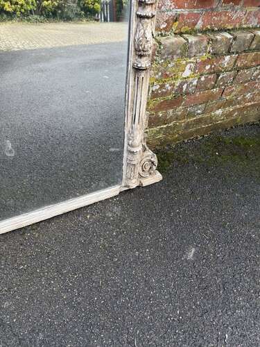 A Spectacular large Antique English 19th C painted Column Mirror.