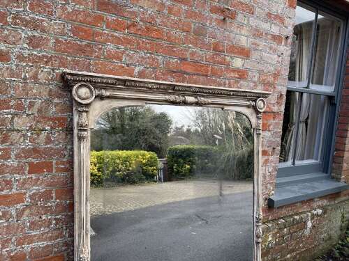 A Spectacular large Antique English 19th C painted Column Mirror.