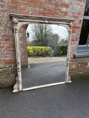 A Spectacular large Antique English 19th C painted Column Mirror.