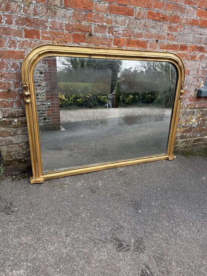 A Wonderful large Antique English 19th C gilt Overmantle Mirror.