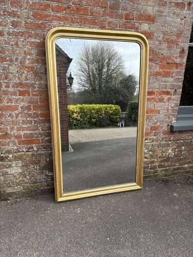 A Wonderful large Antique French 19th C arched top Silver/Gilt Mirror.