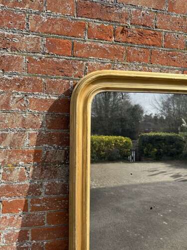 A Wonderful large Antique French 19th C arched top Silver/Gilt Mirror.