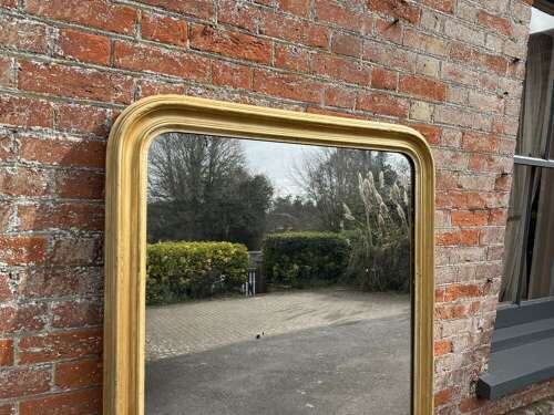 A Wonderful large Antique French 19th C arched top Silver/Gilt Mirror.