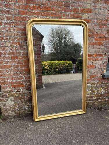 A Wonderful large Antique French 19th C arched top Silver/Gilt Mirror.