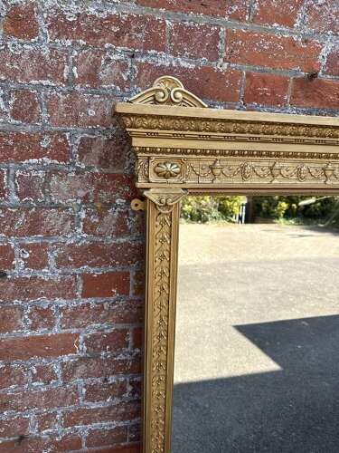 A Delightful large Antique English 19th C gilt Overmantle Mirror.