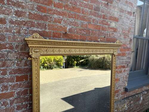 A Delightful large Antique English 19th C gilt Overmantle Mirror.