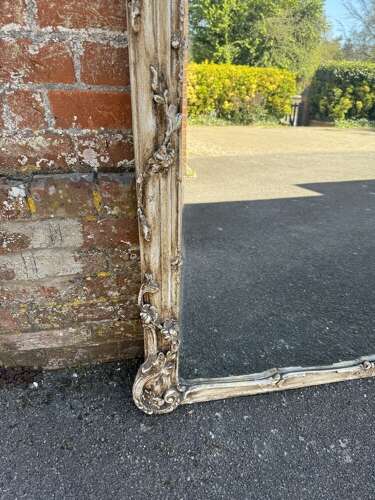 A Fabulous large Antique English 19th Century carved wood & gesso distressed painted Overm