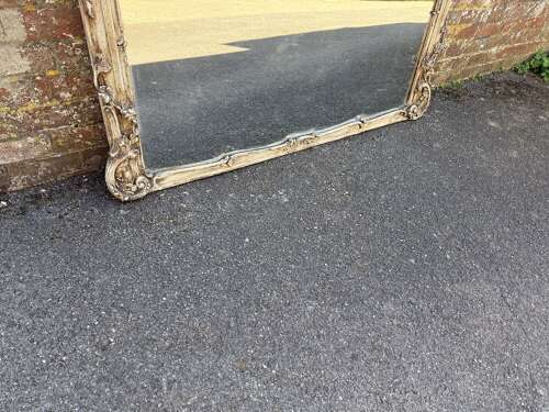 A Fabulous large Antique English 19th Century carved wood & gesso distressed painted Overm