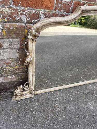 A Fabulous large Antique English 19th C shaped top ornate Overmantle Mirror.