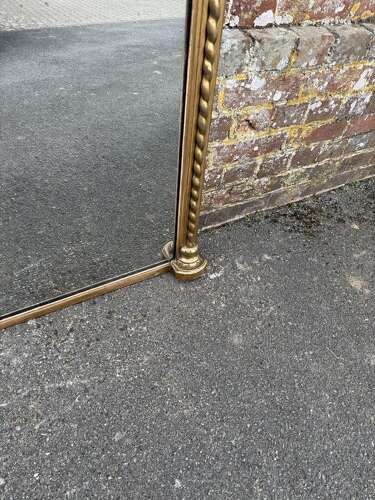 A Stunning large Antique English 19th C arched top rope twist gilt Overmantle Mirror.