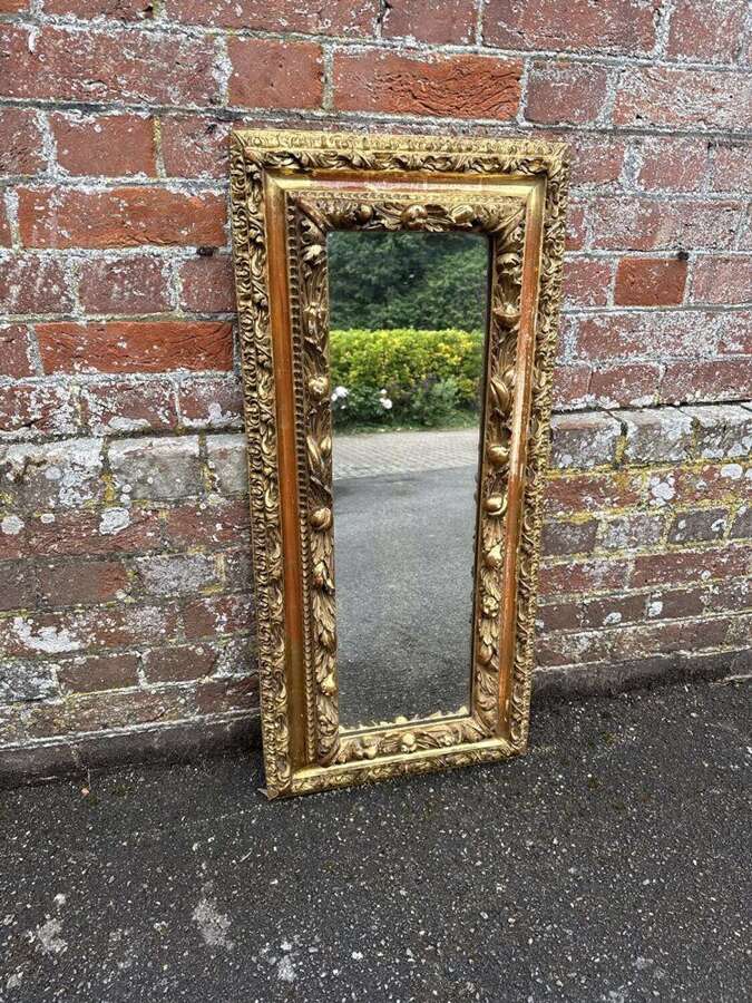 A Spectacular Italian Early 20th C carved wood & gesso gilt ornate Mirror.