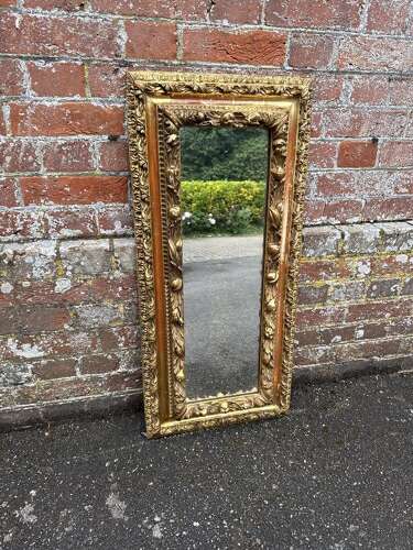 A Spectacular Italian Early 20th C carved wood & gesso gilt ornate Mirror.