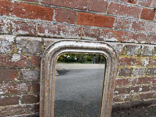 A Superb good size late 19th C French carved wood & gesso silvered arched top Mirror.