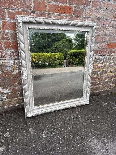 A Delightful early 20th C English carved wood & gesso painted Mirror.