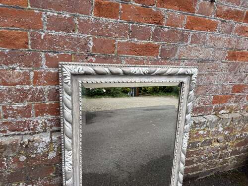A Delightful early 20th C English carved wood & gesso painted Mirror.
