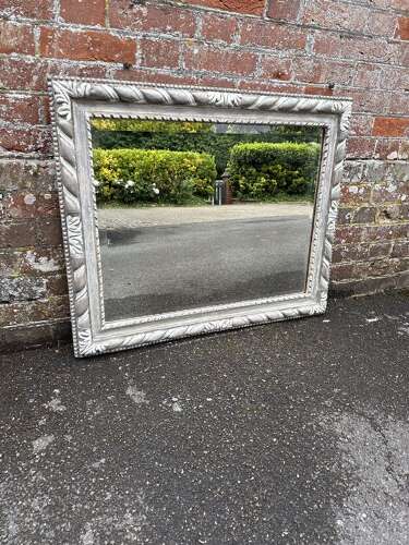 A Delightful early 20th C English carved wood & gesso painted Mirror.