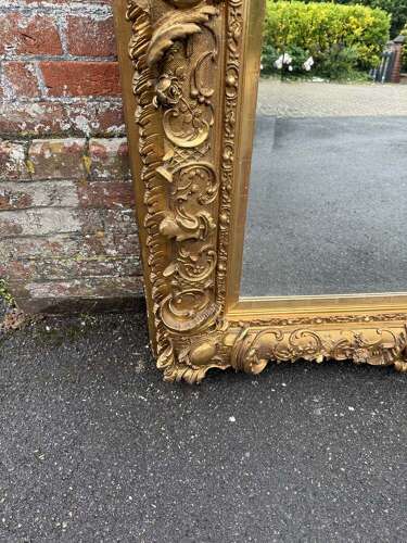 A Spectacular large Antique English 19th Century  gilt ornate framed Mirror.