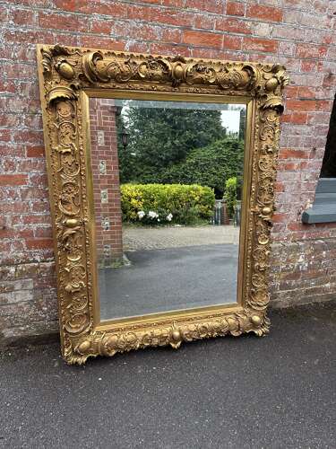 A Spectacular large Antique English 19th Century  gilt ornate framed Mirror.