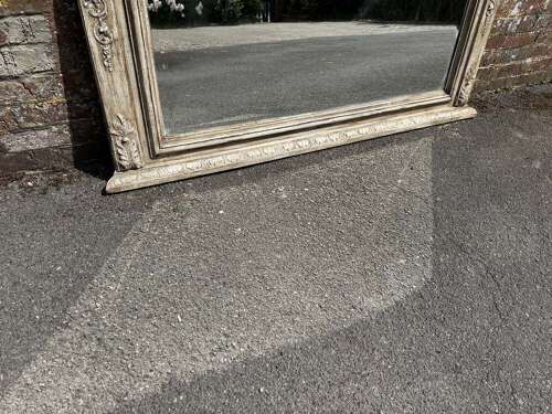 A Highly Impressive large Antique English 19th C carved wood painted Overmantle Mirror.