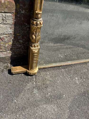 A Superb large Antique English 19th C carved wood & gesso gilt Overmantle Mirror.