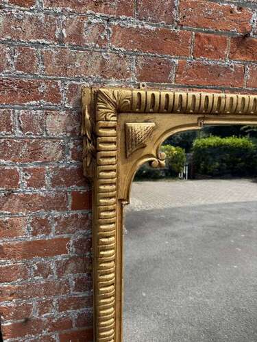 A Stunning large Antique English 19th C gilt ribbed framed Overmantle Mirror.