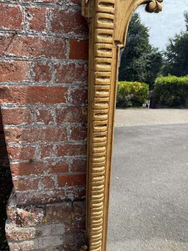A Stunning large Antique English 19th C gilt ribbed framed Overmantle Mirror.