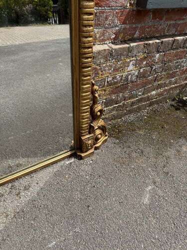 A Stunning large Antique English 19th C gilt ribbed framed Overmantle Mirror.