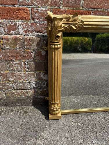 A Delightful good size Antique English 19th C gilt ribbed column framed Overmantle Mirror.