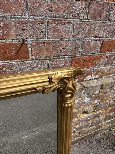 A Delightful good size Antique English 19th C gilt ribbed column framed Overmantle Mirror.