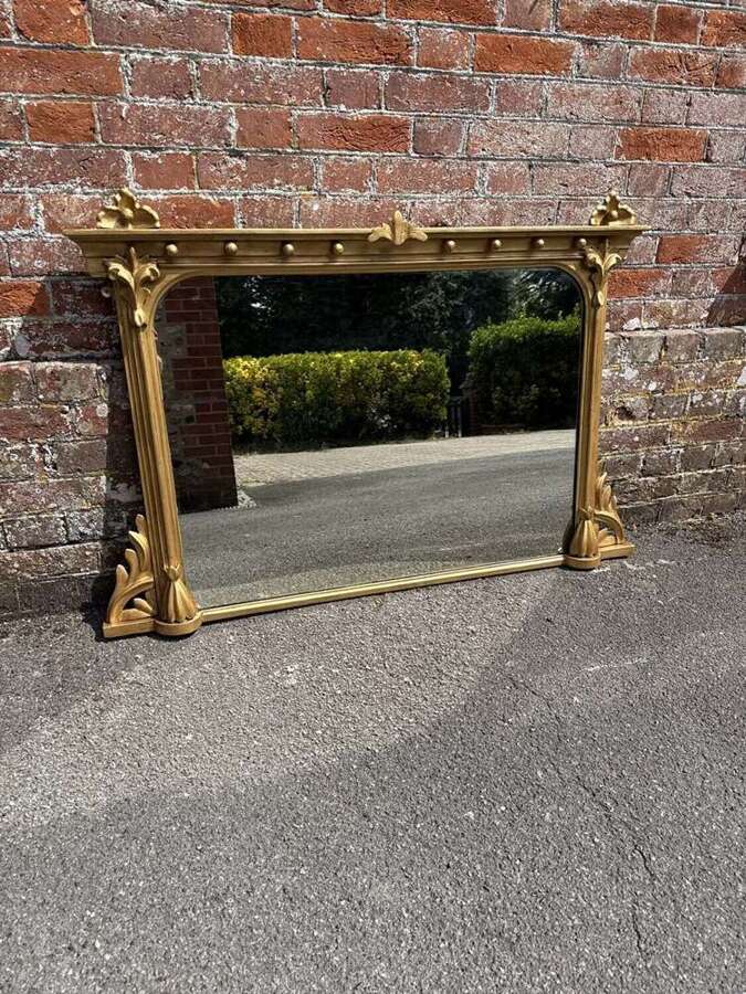 A Superb Antique English 19th Century carved wood & gesso gilt Overmantle Mirror.