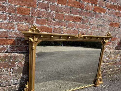 A Superb Antique English 19th Century carved wood & gesso gilt Overmantle Mirror.