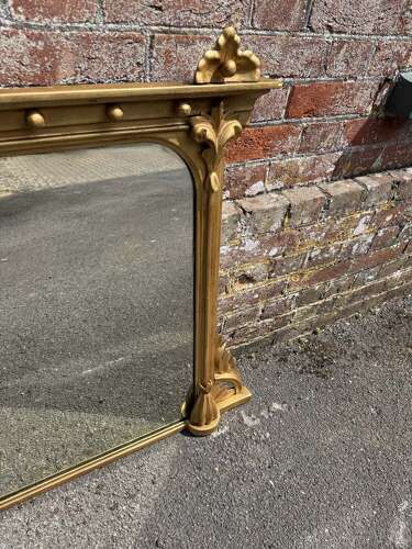 A Superb Antique English 19th Century carved wood & gesso gilt Overmantle Mirror.