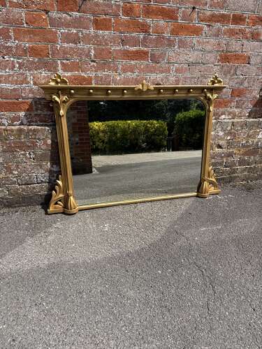 A Superb Antique English 19th Century carved wood & gesso gilt Overmantle Mirror.