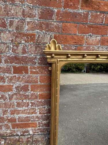 A Superb large Antique English 19th C carved wood & gesso gilt Overmantle Mirror.