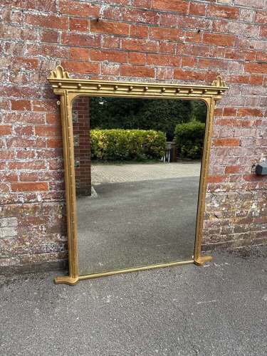 A Superb large Antique English 19th C carved wood & gesso gilt Overmantle Mirror.