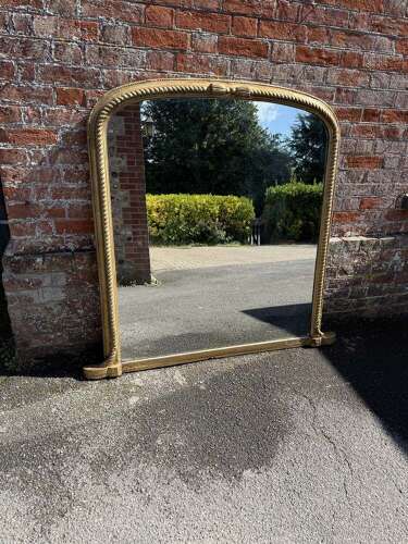 An Exceptional large Antique 19th Century carved wood  gilt arched top rope twist fr
