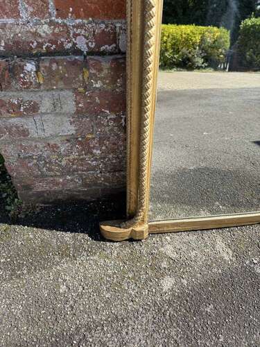 An Exceptional large Antique 19th Century carved wood gilt arched top rope twist fr