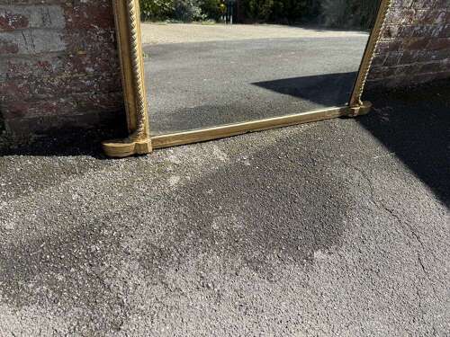 An Exceptional large Antique 19th Century carved wood gilt arched top rope twist fr